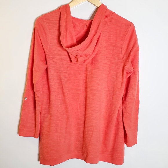 J Jill Lightweight tab sleeve hoodie boho style in Great condition Size Medium - Picture 2 of 7